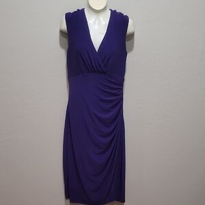 Ralph Lauren Purple Asymmetrical Ruched Midi Dress